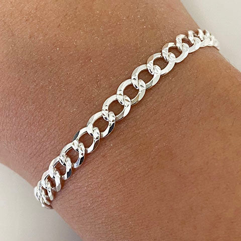 Curb Chain Silver Bracelet