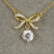 Pave Bow with Cubic Zirconia Stone Necklace
