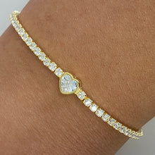 Cubic Zirconia Heart Bezel Tennis Bracelet