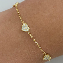 Triple Sparkle Heart Bracelet