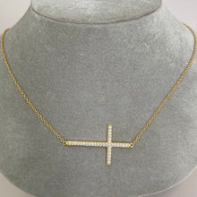 Large Pave Horizontal Cross Necklace