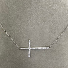 Large Pave Horizontal Cross Necklace