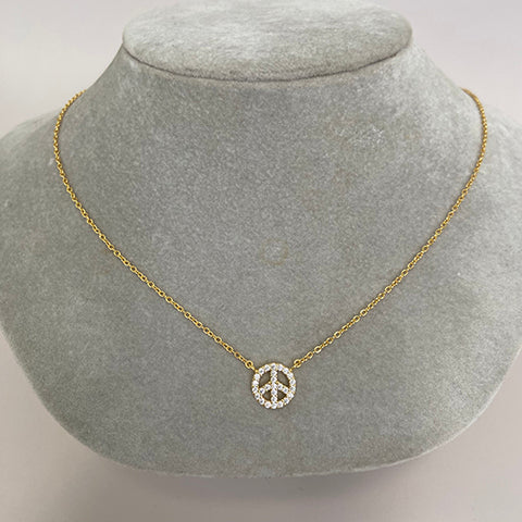 Pave Peace Sign Necklace