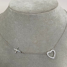 Pave Heart & Cross Necklace