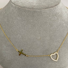 Pave Heart & Cross Necklace