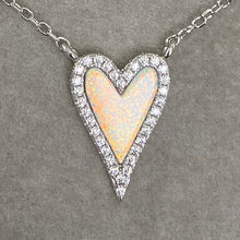 Opal Long Heart Halo Necklace