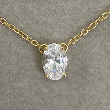 Oval Cubic Zirconia Solitaire Necklace