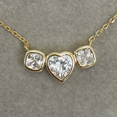 Heart & Square Cubic Zirconia Necklace