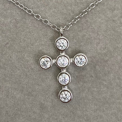 Bezel Cubic Zirconia Cross Necklace