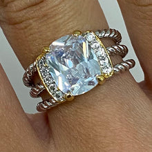 Brass Rectangle Stone Triple Band Ring