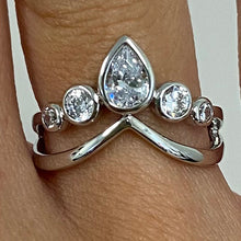 Brass Teardrop Gem Tiara Ring