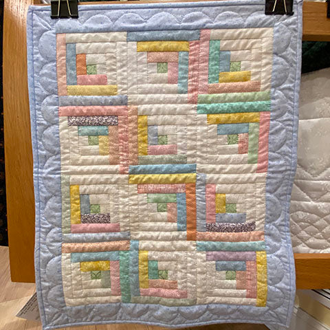 Pastel Log Cabin Quilt Wall Hanging