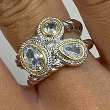Brass 3-Shaped Stones Split Band Ring