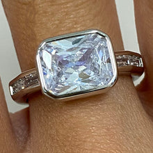 Brass Cubic Zirconia Rectangle Bezel Ring
