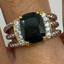 Brass Rectangle Stone Triple Band Ring