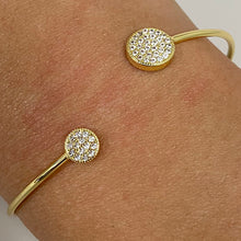 Brass Double Pave Disc Cuff Bracelet