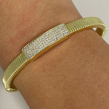 Brass Sparkle Rectangle Hinged Cuff Bracelet