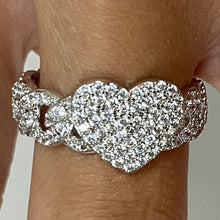 Brass Heart Pave Chain Link Ring