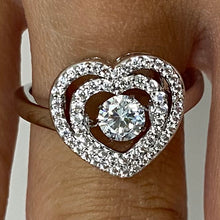Brass Dancing Cubic Zirconia Heart Ring