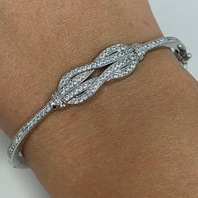 Brass Pave Double Loop Hinge Bangle Bracelet