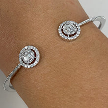 Brass Cubic Zirconia Halo Pave Hinged Cuff Bracelet