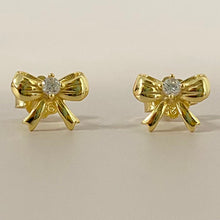 Bow with Cubic Zirconia Stud Earrings