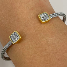 Brass Wire Square Sparkle Cuff Bracelet