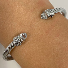 Brass Cubic Zirconia End Rope Cuff Bracelet