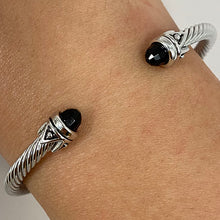 Brass Cubic Zirconia End Rope Cuff Bracelet