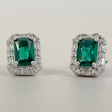 Rectangle Halo Stud Earrings