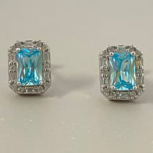Rectangle Halo Stud Earrings