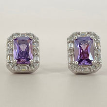 Rectangle Halo Stud Earrings