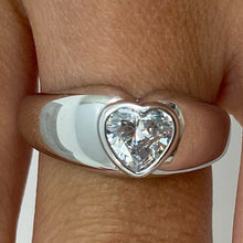 Brass Cubic Zirconia Heart Bezel Ring