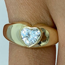 Brass Cubic Zirconia Heart Bezel Ring