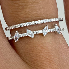 Double Band Petal Cubic Zirconia Ring