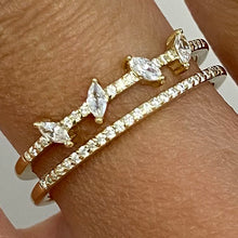 Double Band Petal Cubic Zirconia Ring