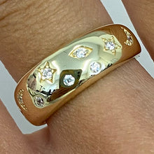 Star & Moon Inset Band Ring