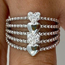 Brass Four Stacking Hearts Ring