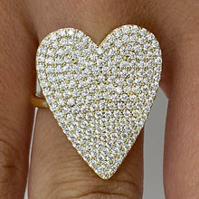 Brass Elongated Pave Heart Ring