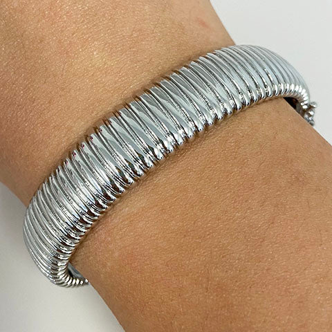 Brass Chunky Textured Hinged Bracelet