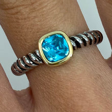 Brass Cubic Zirconia Square Bezel Rope Band Ring