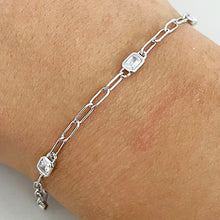 Emerald Cut Bezel Paper Clip Bracelet