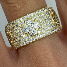 Brass Pave Triple Clover Ring