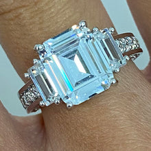 Brass Cubic Zirconia Emerald Cut Trio Pave Ring