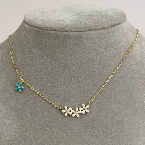 3 + 1 Cubic Zirconia Flower Necklace
