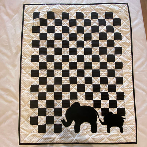 Checkerboard Elephant Baby Blanket