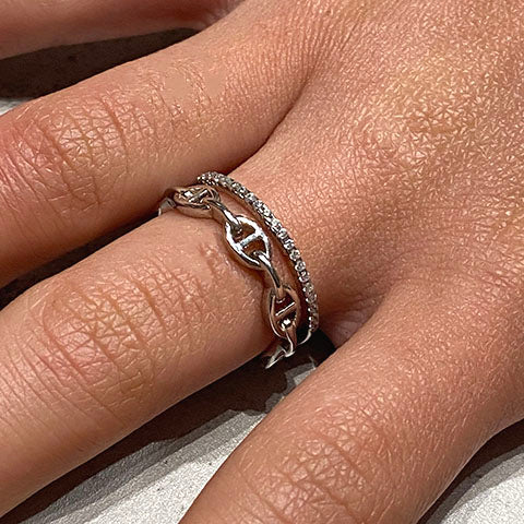 Linked & Sparkle Stacked Ring