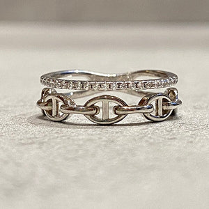 Linked & Sparkle Stacked Ring