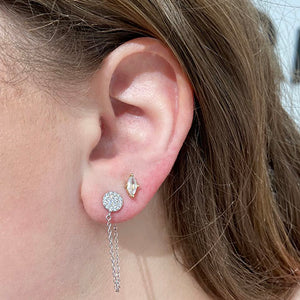 Cubic Zirconia Disc with Chain Earrings