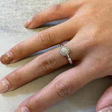 Pave Solitaire with Bead Halo Ring